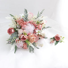 Blush Pink King Protea Flannel Native Bouquet