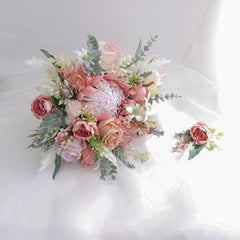 Blush Pink King Protea Flannel Native Bouquet