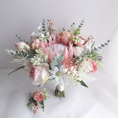Blush Pink King Protea Flannel Native Bouquet