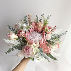 Blush Pink King Protea Flannel Native Bouquet
