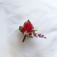 Red Peach Rose Dahlia Wedding Bouquet 38cmW