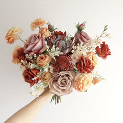 Rust Mauve Dusty Peach Protea Rose Bouquet
