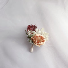 Rust Mauve Dusty Peach Protea Rose Bouquet