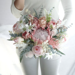 Blush Pink King Protea Flannel Native Bouquet