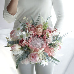Blush Pink King Protea Flannel Native Bouquet