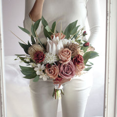 Mauve Brown Cream Protea Rose Bouquet