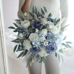 Blue White Rose Wedding Bouquet