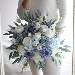 Blue White Rose Wedding Bouquet