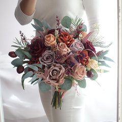 Rust Burgundy Mauve Dusty Pink Rose Wedding Bouquet