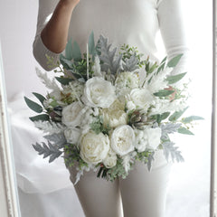 White Protea Rose Wedding Bouquet