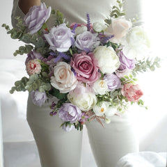 Pastel Purple Pink White Rose Ranunculus Wedding Bouquet