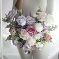 Pastel Purple Pink White Rose Ranunculus Wedding Bouquet