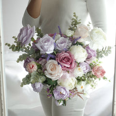 Pastel Purple Pink White Rose Ranunculus Wedding Bouquet