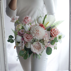 Blush Dahlia Rose Lily Wedding Bouquet