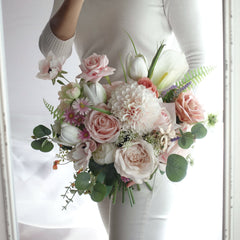 Blush Dahlia Rose Lily Wedding Bouquet