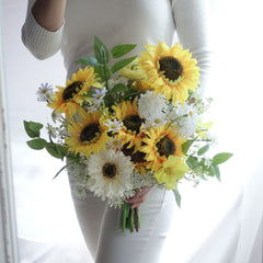 Artificial yellow sunflower wedding bouquet