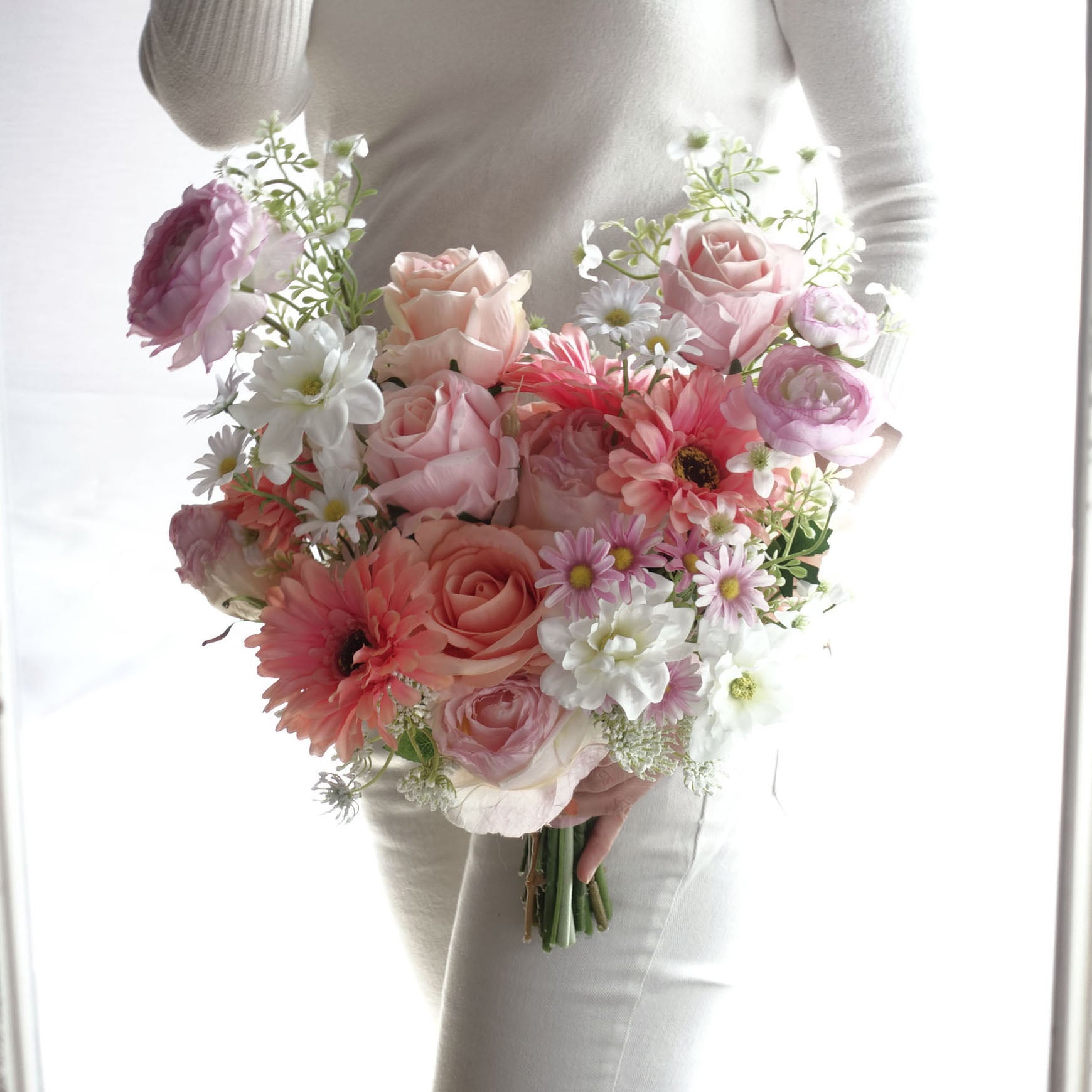 Artificial Pink Peach wedding bouquet
