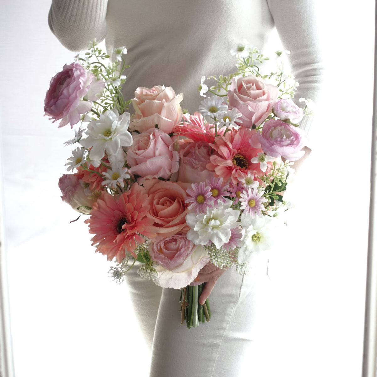 Artificial Pink Peach wedding bouquet