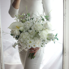 White Rose Calla Lily Wedding Bouquet 35cmW