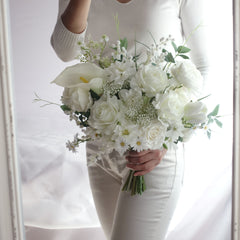 White Rose Calla Lily Wedding Bouquet 35cmW
