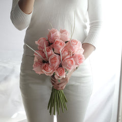 Blush Pink Rose Wedding Bouquet 22cmW