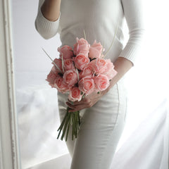 Blush Pink Rose Wedding Bouquet 22cmW