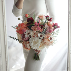 Peony Rose Bouquet and Matching Boutonniere