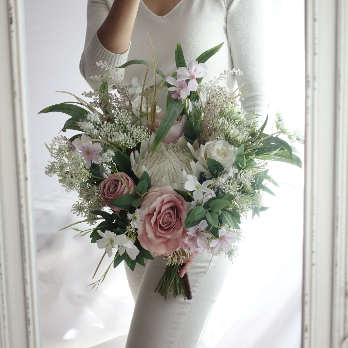 Australian native white king protea bouquet