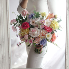 Colourful Wildflower Rose Ranunculus Bouquet 38cmW