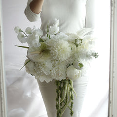 White Dahlia Rose Lishianthus Wedding Bouquet