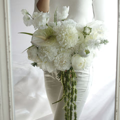 White Dahlia Rose Lishianthus Wedding Bouquet