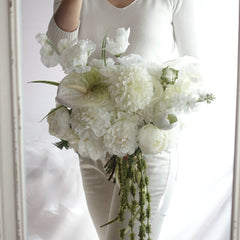White Dahlia Rose Lishianthus Wedding Bouquet