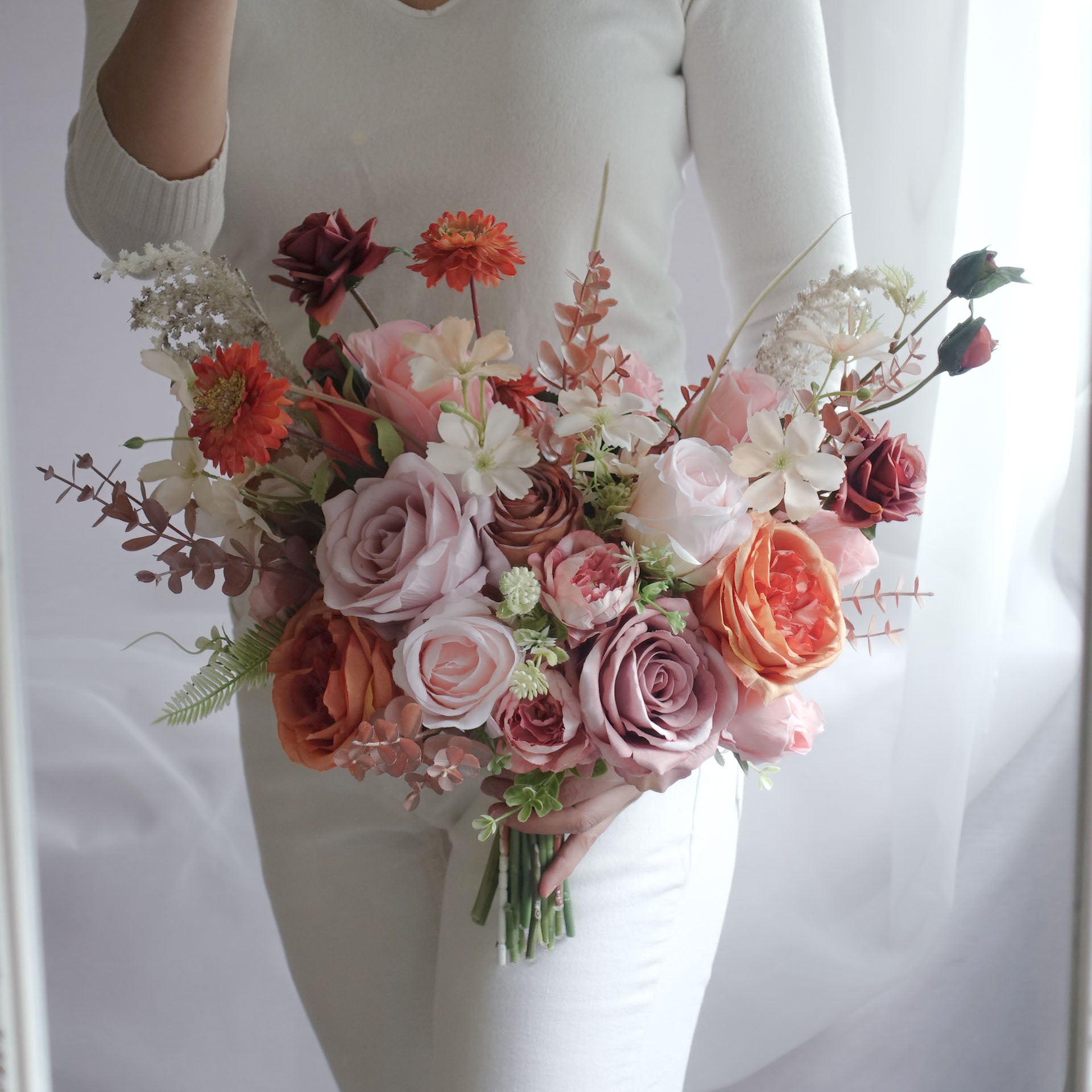 Rust Mauve Pink Wedding bouquet Artificial Bouquet