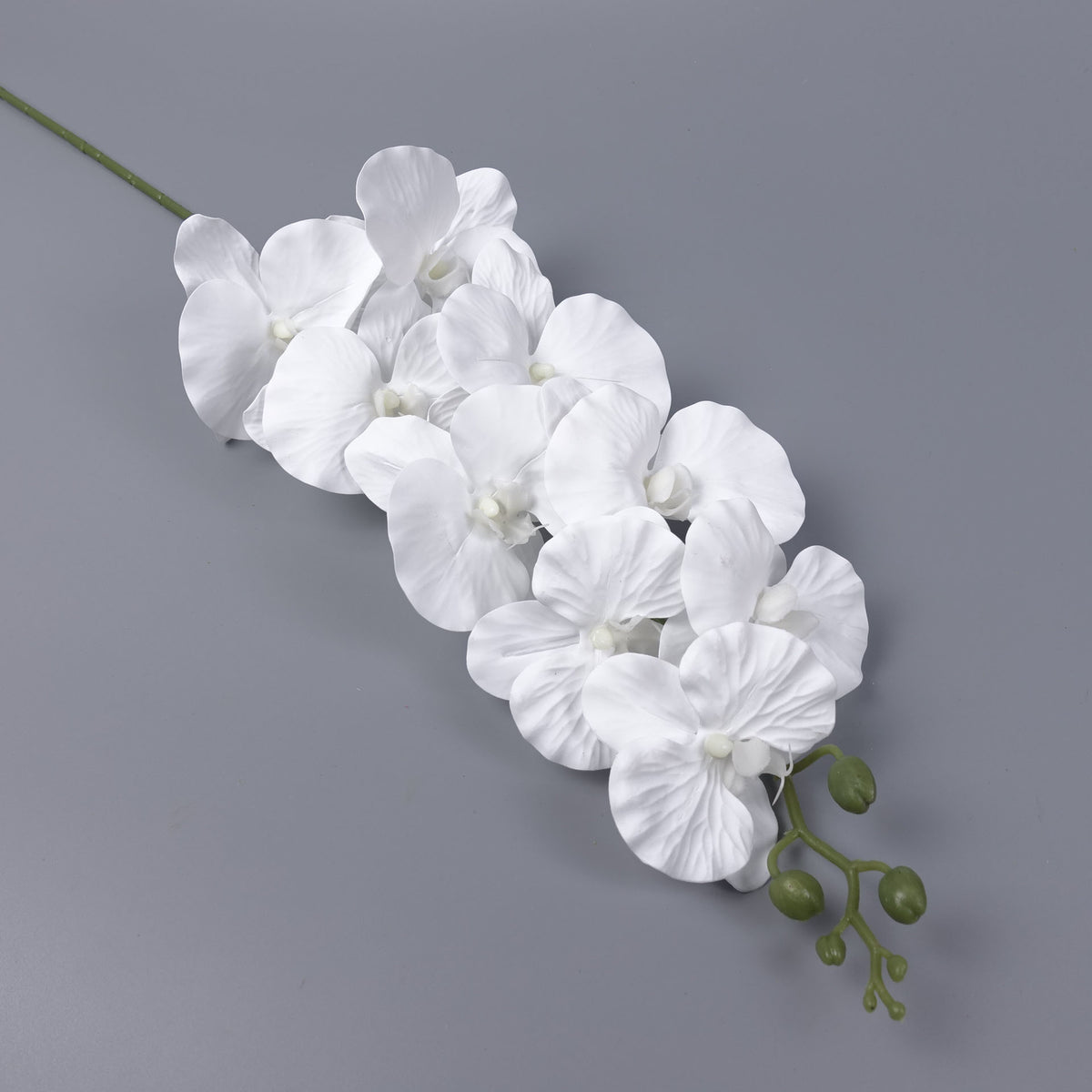 9 Heads White Orchid 95cmH