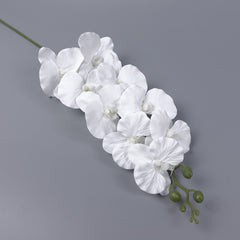 9 Heads White Orchid 95cmH