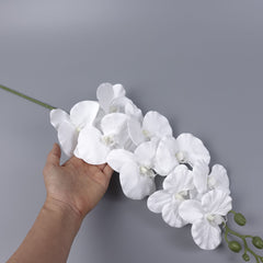 9 Heads White Orchid 95cmH