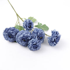 6 Heads Ranunculus Stem Blue 82cmH