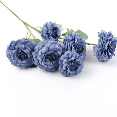6 Heads Ranunculus Stem Blue 82cmH