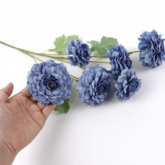 6 Heads Ranunculus Stem Blue 82cmH