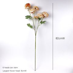 6 Heads Ranunculus Stem Peach Orange 82cmH