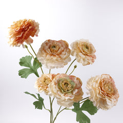 6 Heads Ranunculus Stem Peach Orange 82cmH