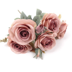 7 Heads Rose Bush 37cmH Mauve Pink