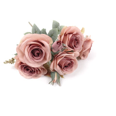 7 Heads Rose Bush 37cmH Mauve Pink