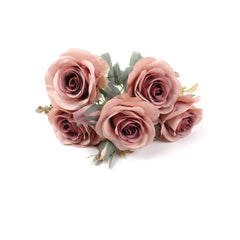 7 Heads Rose Bush 37cmH Mauve Pink