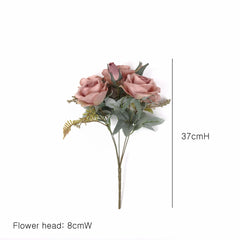 7 Heads Rose Bush 37cmH Mauve Pink