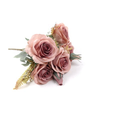 7 Heads Rose Bush 37cmH Mauve Pink