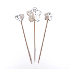 Set of 3 Flower Heart Toppers Picks