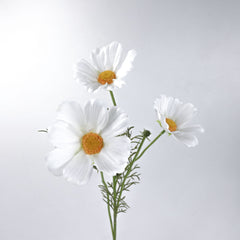 3 Heads Real-touch Cosmos Flower Stem in White