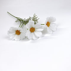 3 Heads Real-touch Cosmos Flower Stem in White