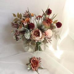 Blush Cream Rust Burgundy Native King Protea Bouquet
